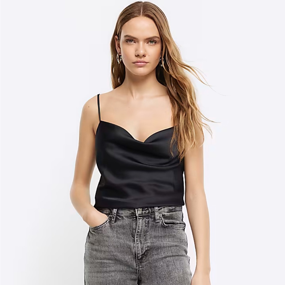 Le Lis Black Satin Camisole